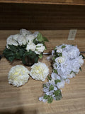 White Bride bouquet, center piece and 2 floral balls Bouquet