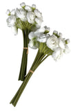 Serwalin Mini Roses Ranunculus 18 Stems Artificial Flowers Ivory White Mini Silk Ranunculus