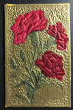 Birthday Greetings Red Fabric Carnation add-ons BIRTHDAY printed embossed Carnation