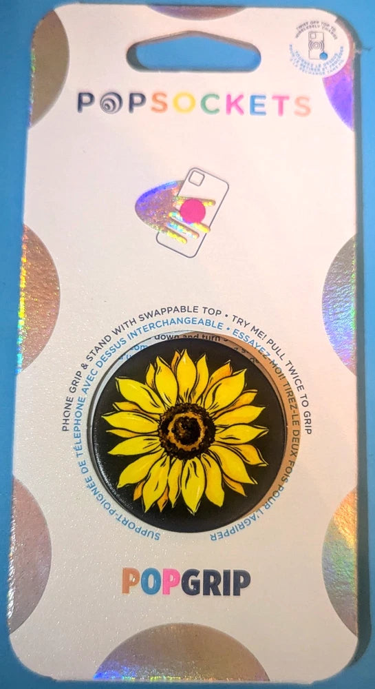 PopSockets PopGrip sunflower phone grip with circular sunflower graphic