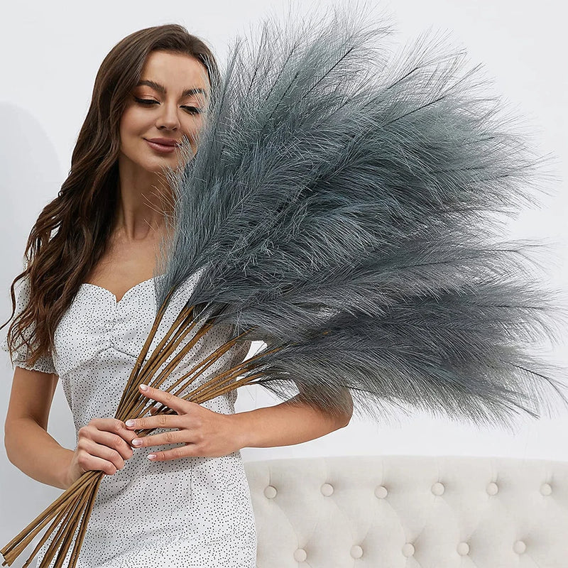 FOTEEWL 8 PCS Faux Pampas Grass Decor 38"/3.1FT Tall Fake Pompas Floral Large Ar Pampas Grass