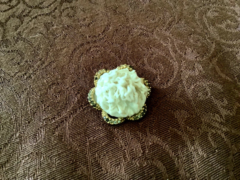 Vtg Rare Les Bernard Round Flower Carnation Pin Brooch Read! Carnation