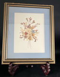 Vintage Framed Pressed Dried Flowers 9" x 11" Wall Art Dried Flower
