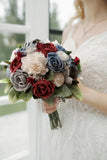 Burgundy Dusty Blue Bridal Bouquet Sola Wood Hydrangea Bridesmaid Wedding Flower Bouquet