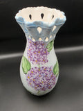 Ceramic Moriage Vase Hydrangeas Flowers Teardrop Cut-outs 7" Hydrangea