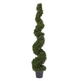 Faux Boxwood Artificial Plant Spiral Topiary and Weighted Pot Home Decor 5Ft Green Plant