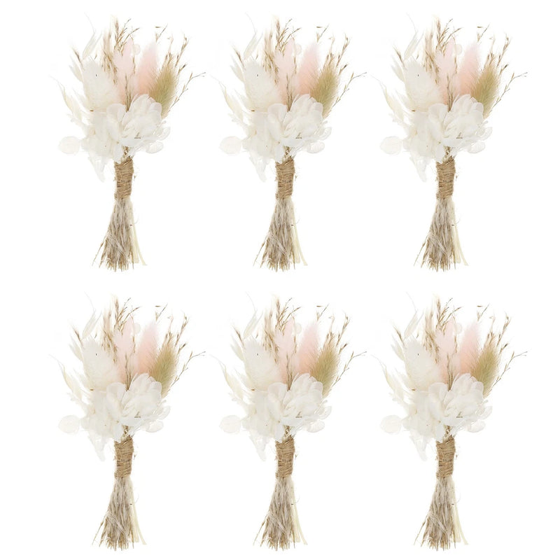 6 Pcs Mini Pampas Grass Dried Flower Bouquet Baby's Breath Boho Pink Pampas Grass