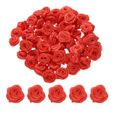 100pcs 1.5cm Mini Ribbon Roses for Crafts Artificial Fabric Flowers Red Roses