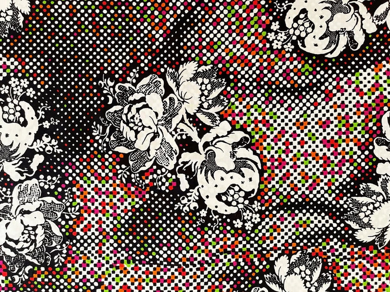 Rare 1960's-70's Cotton Fabric STYLE de Boussac Antifroiss Paris by 1/2 Yard Flowering Plants