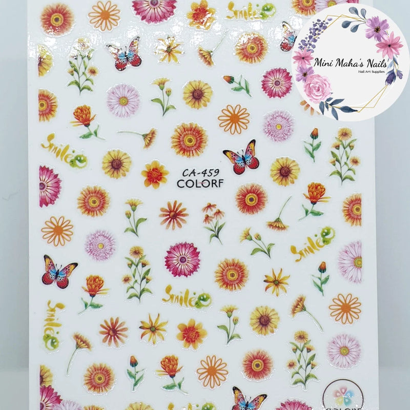 Sunflowers Orange Yellow Flowers Florals Nature Nail Art Design Stickers CA459 Sunflower