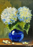 Hydrangea Floral Original Oil Painting Art Impasto Flower Still Life 7x10 in Hydrangea