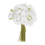 Artificial Ranunculus Flowers, 18pcs White Faux Silk Flower for Wedding Ranunculus