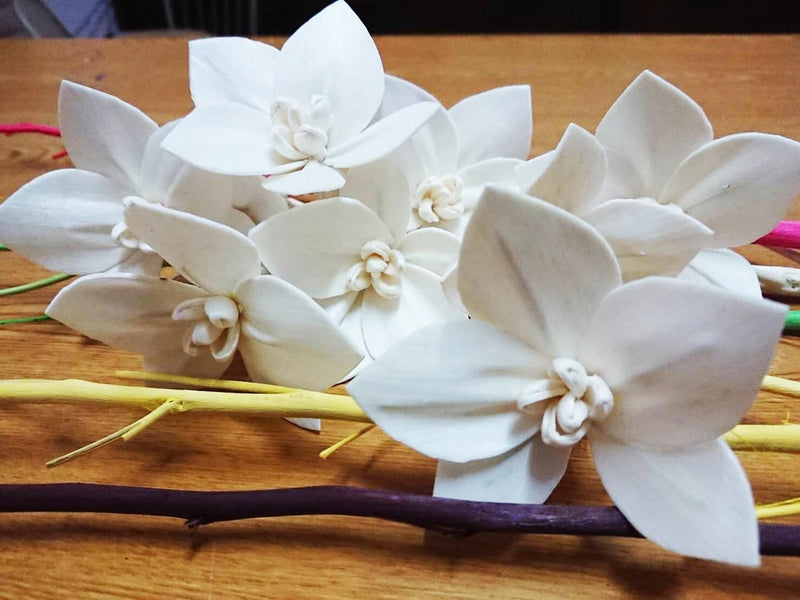 9 Orchid White Artificial Sola Wood Flower Diffuser Flowers 8 cm Dia. For Craft Sunflower