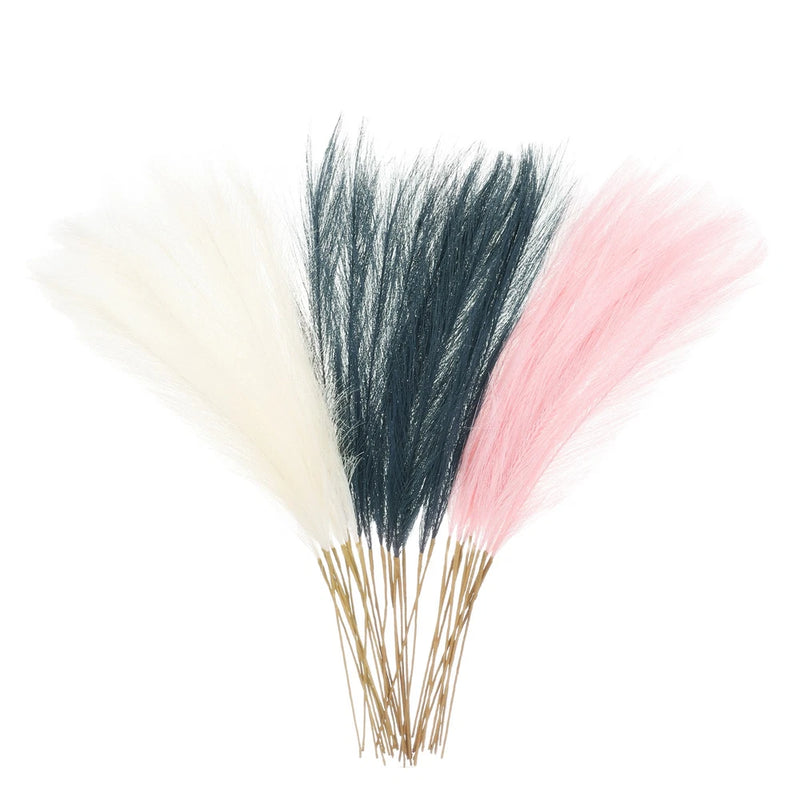 30 Pcs Faux Pampas Grass 52cm/20.5" Pampas Grass Light Pink/Dark Blue/Milk White Pampas Grass