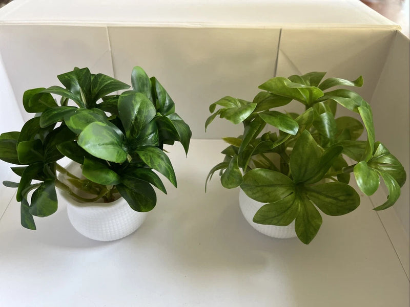 2Packs Artificial Potted Plant Scene Mini Fake Faux Plants for Home Office Decor Green Plant