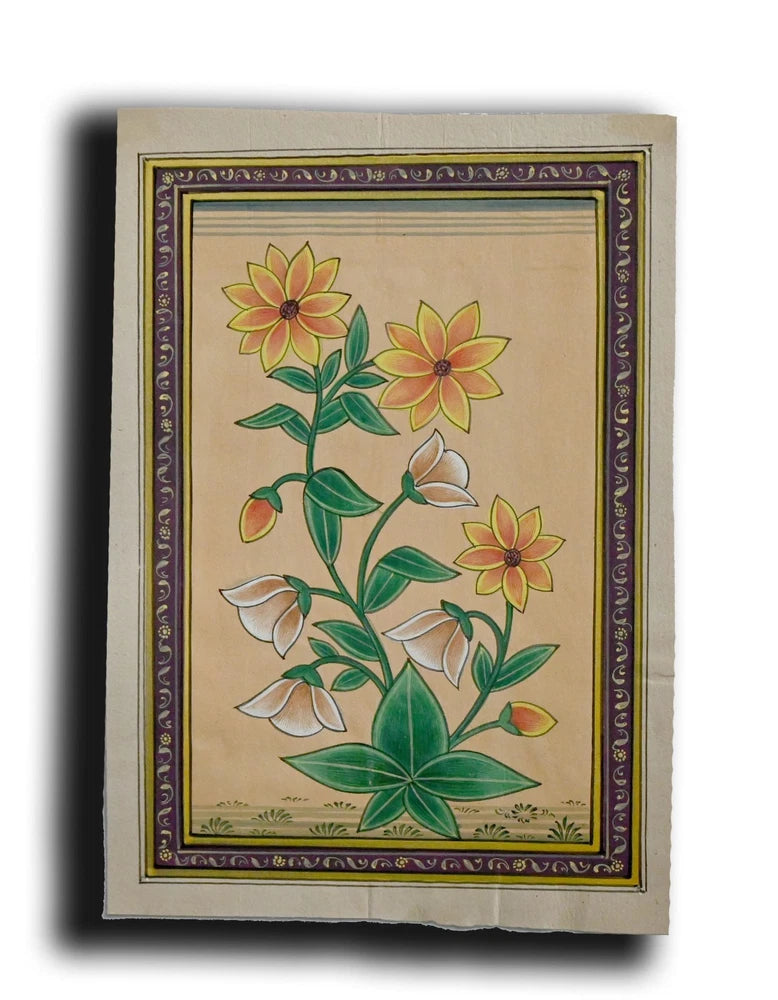 Yellow Lily  Flower Handmade Miniature Floral Painting 7.6 x 5.4 in "PN7693" Lily