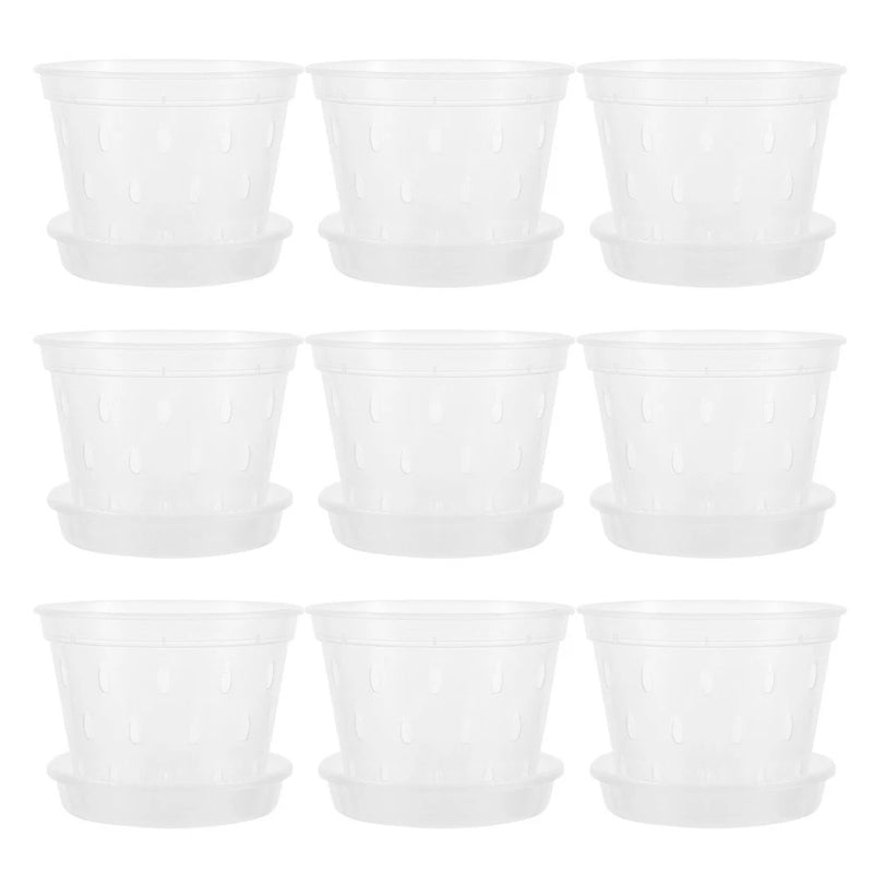 9 Pcs Clear Plastic Nursery Pots Orchid Planter Gardening Planting Container Garden Plants