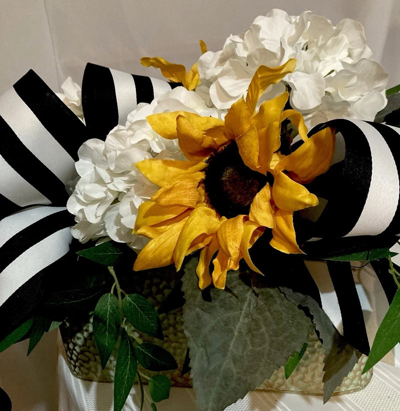 Charming Sunflower And White Hydrangea Arrangement Sunflower