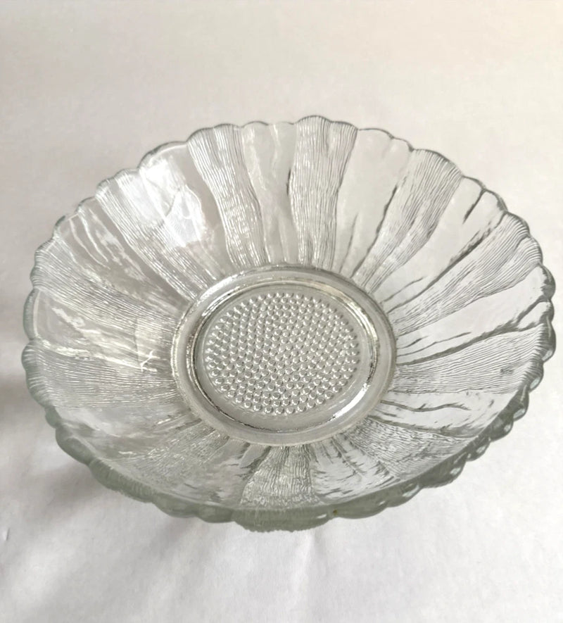 Decorative Vintage Sunflower Clear Glass Serving Bowel  10 Inch Round Sunflower