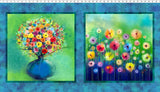 23.5" X 44" Panel Spring Panel A Year of Art Floral Cotton Fabric Panel D665.58 Flowering Plants