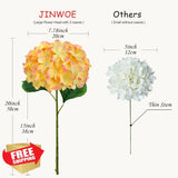 JINWOE Silk Hydrangea Artificial Flowers 5Pcs 20" Yellow Orange Hydrangea
