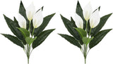 Spathiphyllum Artificial Plants with White Flowers, 2-Pack Green Leaves Artifici Green Plant
