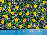 Tina Scrap 9Óx21Ó Calico Yellow Polka Dot Daisy Flower OOP Navy FABRIC COTTON Flowering Plants