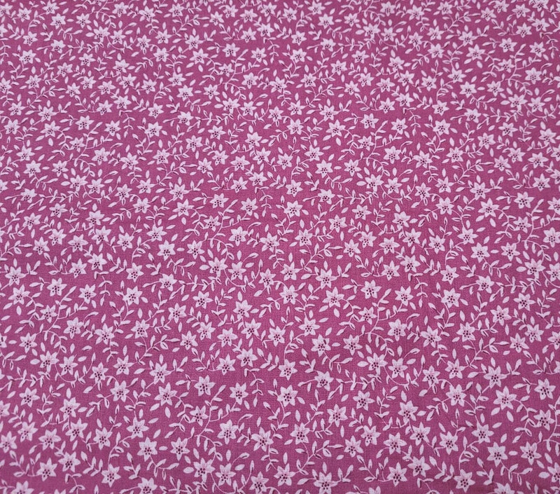 Ozark Calicos BTY Fabri-Quilt Ivory Floral on Mauve Pink Flowering Plants