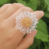 NWOT Tranparent Acrylic Sunflower Ring - Size 6 Sunflower