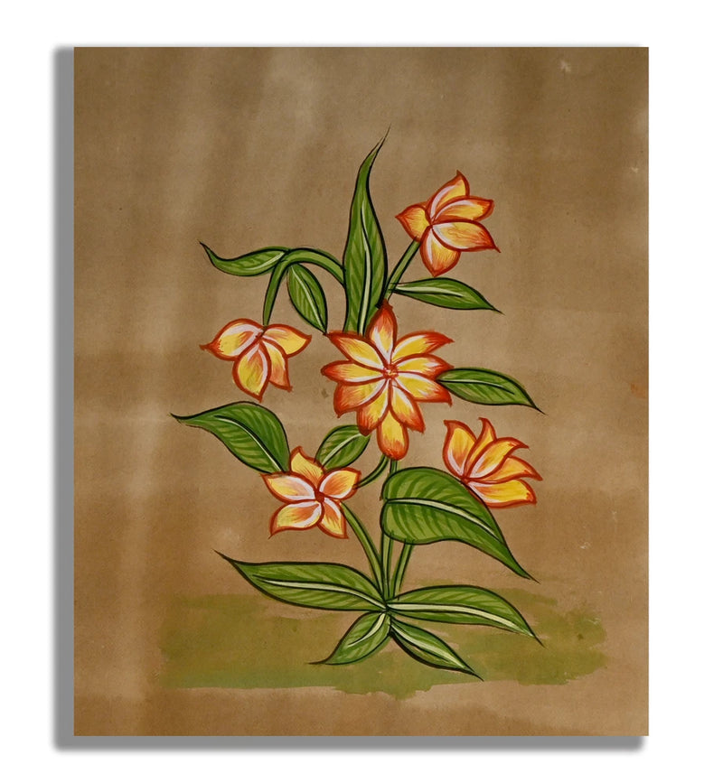 Water Lilies Flower Handmade Miniature Floral Painting 6.5 x 5 in "PN9343" Lily