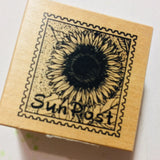 SUNPOST SUNFLOWER Rubber Stamp POSTAGE Sun Flower Seed Plant SQUARE Toy Box RARE Sunflower