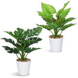 2PCS Artificial Monstera Plants,12.2inch Fake Plants, Artificial Potted Plant... Green Plant