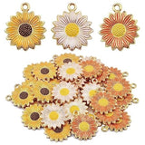 30 Pieces Alloy Enamel Sun Flower Shape Charms Lovely Daisy Flower Sunflower Sunflower