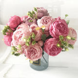 30cm Pink Silk Peony Bouquet Ð 5 Heads 4 Buds Artificial Flowers for Wedding Peony