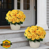 FOTEEWL 8 Bundles Yellow Hydrangea Artificial Flowers Outdoor Decor Hydrangea