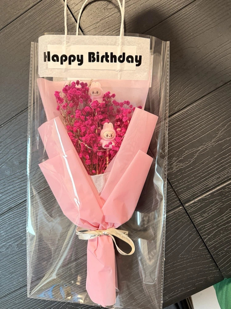 Dried flower bouquet, transparent bag with LED lights, gift for any occasion Dried Flower