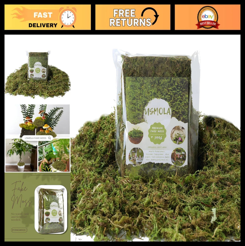 8 OZ Green Fake Moss for Potted Plants & DIY Crafts - Home Decor & Wedding Cente Green Plant