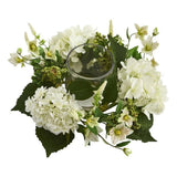 Nearly Natural Hydrangea Artificial Arrangement Candelabrum in White Hydrangea
