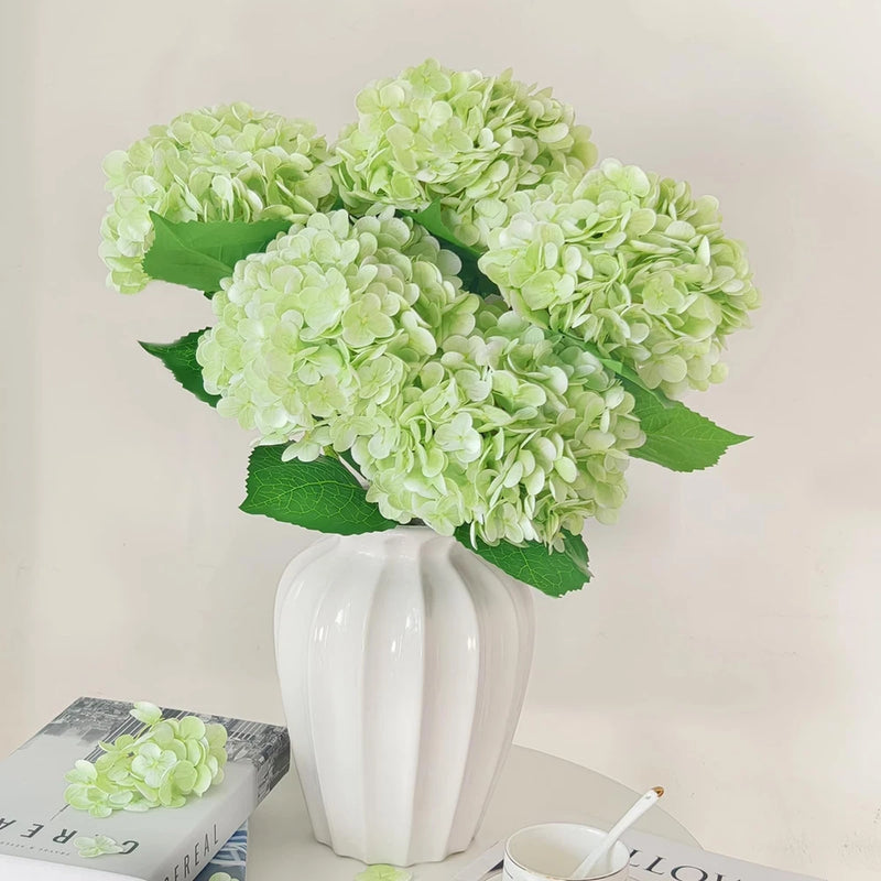 6 Pcs Real Touch Green Hydrangea Artificial Flowers with Stems, Fake Silk Flo... Hydrangea