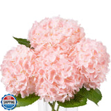 DuHouse Pink Latex Hydrangea Flowers Long Stem Real Touch Artificial Bouquet Hydrangea