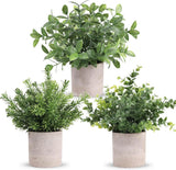 3 Pack Mini Potted Fake Plants Artificial Plastic Eucalyptus Plants Centerpieces Green Plant