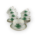 Herend Hungary Porcelain Green Chinese Bouquet 1 Flat Cup & 1 Saucer Set 724 AV Bouquet