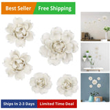 5 Pcs Ceramic Flower Wall Decor Handcrafted 3D Hanging Porcelain Flowers Wall... Peony