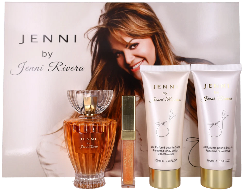 Jenni by Jenni Rivera Women Set:EDP + BL + SG + Lip Gloss 3.4+3.3+3.3+0.23oz New EDP