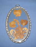 Framed Dried Pressed Flower Arrangement in silver frame, able to be hung Dried Flower