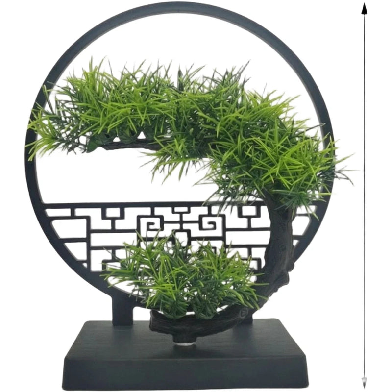 Artificial Pine Bonsai for Living Room Office Desk Shelf Display 24cm Tall Green Plant