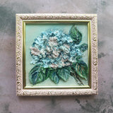 Oil Textured Painting Miniature Framed Floral Art Hydrangea 4x4 Hydrangea