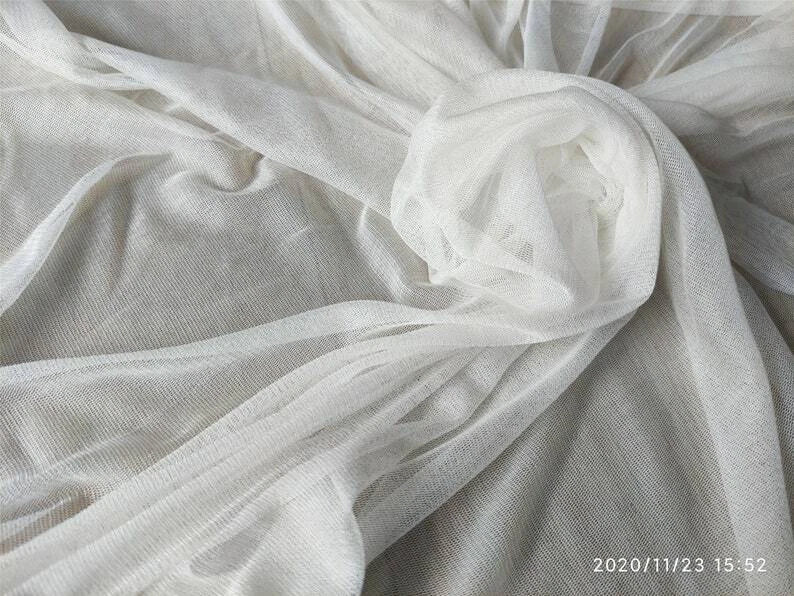 Silk mesh tulle ,30g/m2,off white tulle ,little stretch silk tulle-1yard Flowering Plants