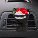 Red White Rose Dried Flower Bouquet, Car Vent Clip Scent Diffuser, Style 5 Dried Flower