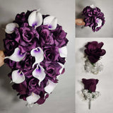 Eggplant Rose Calla Lily Bridal Wedding Bouquet Accessories Bouquet